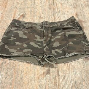 Vanilla Star Green and Brown Cargo Shorts Relaxed Fit